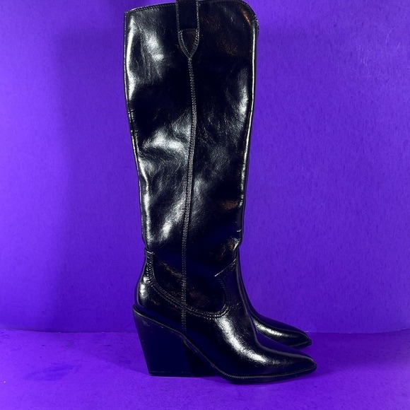 Steven‎ By Steve Madden Black Ninette Leather Knee-High Boot Women's Size 6-NEW - Picture 6 of 10